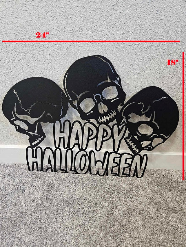 3 Skull Happy Halloween Wall Print