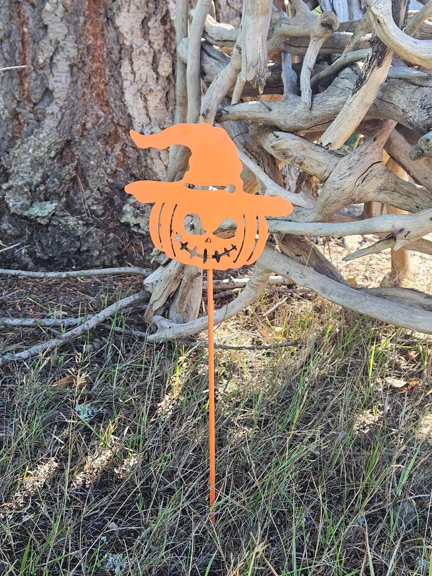 Witch Pumpkin Yard Stake