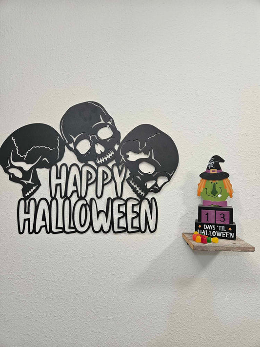 3 Skull Happy Halloween Wall Print